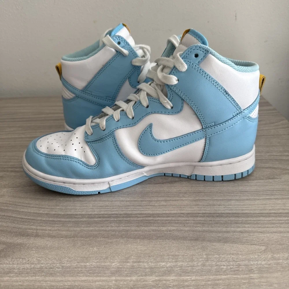 Nike Men's Dunk High White‎ & Leather Athletic Shoes Sneakers Size 8 DD1399-401